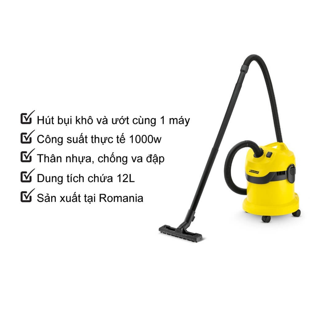 Combo Máy Hút Bụi Khô Và Ướt Cao Cấp Karcher WD 2 Cartridge Filter Và Túi Lọc Bụi