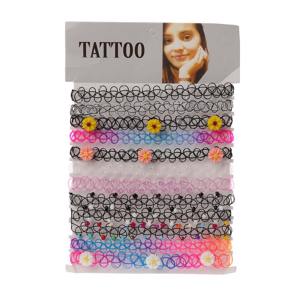Set 12 vòng cổ choker hình xăm thời trang cá tính dành cho nữ