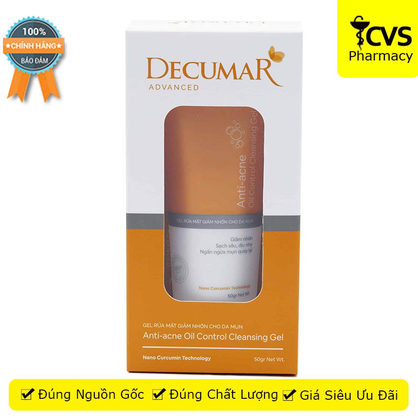 Gel rửa mặt Decumar Advanced 100 gram - Giúp giảm nhờn dành cho da mụn, sạch sâu, dịu nhẹ, giảm mụn - cvspharmacy
