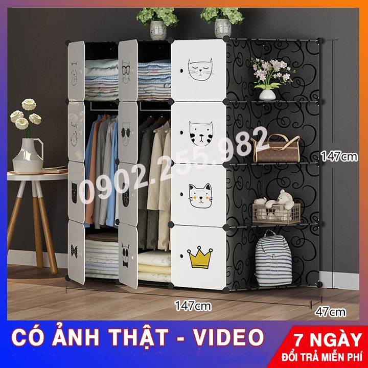 TỦ NHỰA LẮP GHÉP ĐA NĂNG ĐỂ ĐỒ CHO BÉ 16 Ô CỬA  GIÁ RẺ sâu 47cm