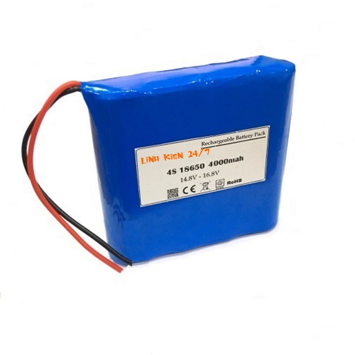 Pin Sạc Lithium 4S 18650 14.8V-16.8V 4000mah Dùng Cho Loa Bluetooth, Robot Hút Bụi Lau Nhà