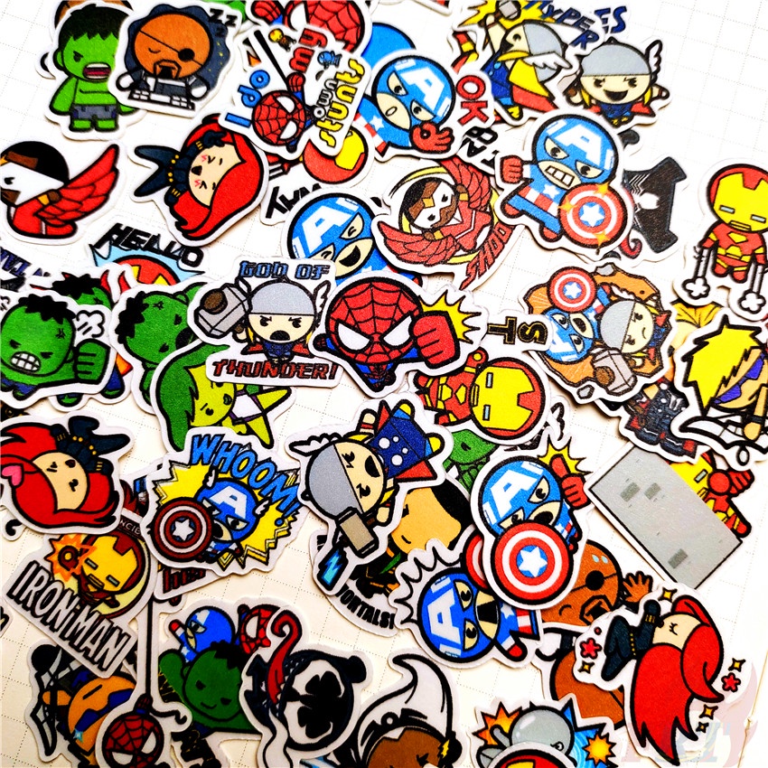 Set 60 sticker trang trí nhân vật siêu anh hùng Marvel độc đáo đáng yêu