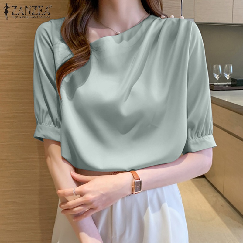 Áo nữ ZANZEA tay lửng cổ chữ V kiểu dáng thời trang phong cách Hàn Quốc
