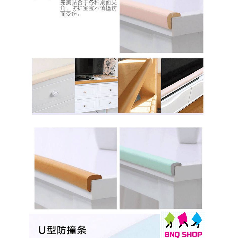 Cuộn dây V cao su bọt biển mềm dài 2m dán bọc góc cạnh bàn, tủ kính, giường an toàn cho bé_BG03