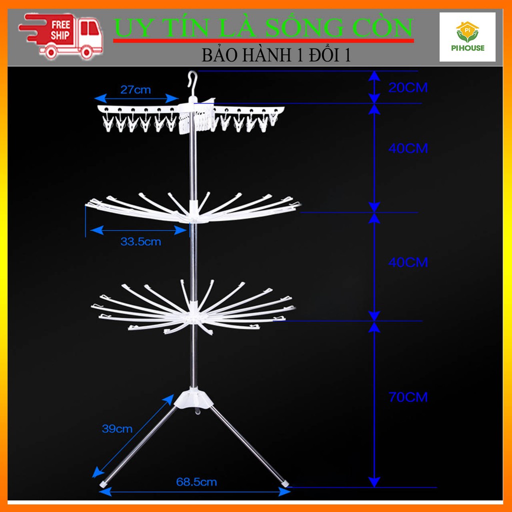 [TIỆN - GỌN] Giá Phơi Quần Áo Cho Bé 360 Độ 56 Kẹp dùng làm cây phơi quần áo