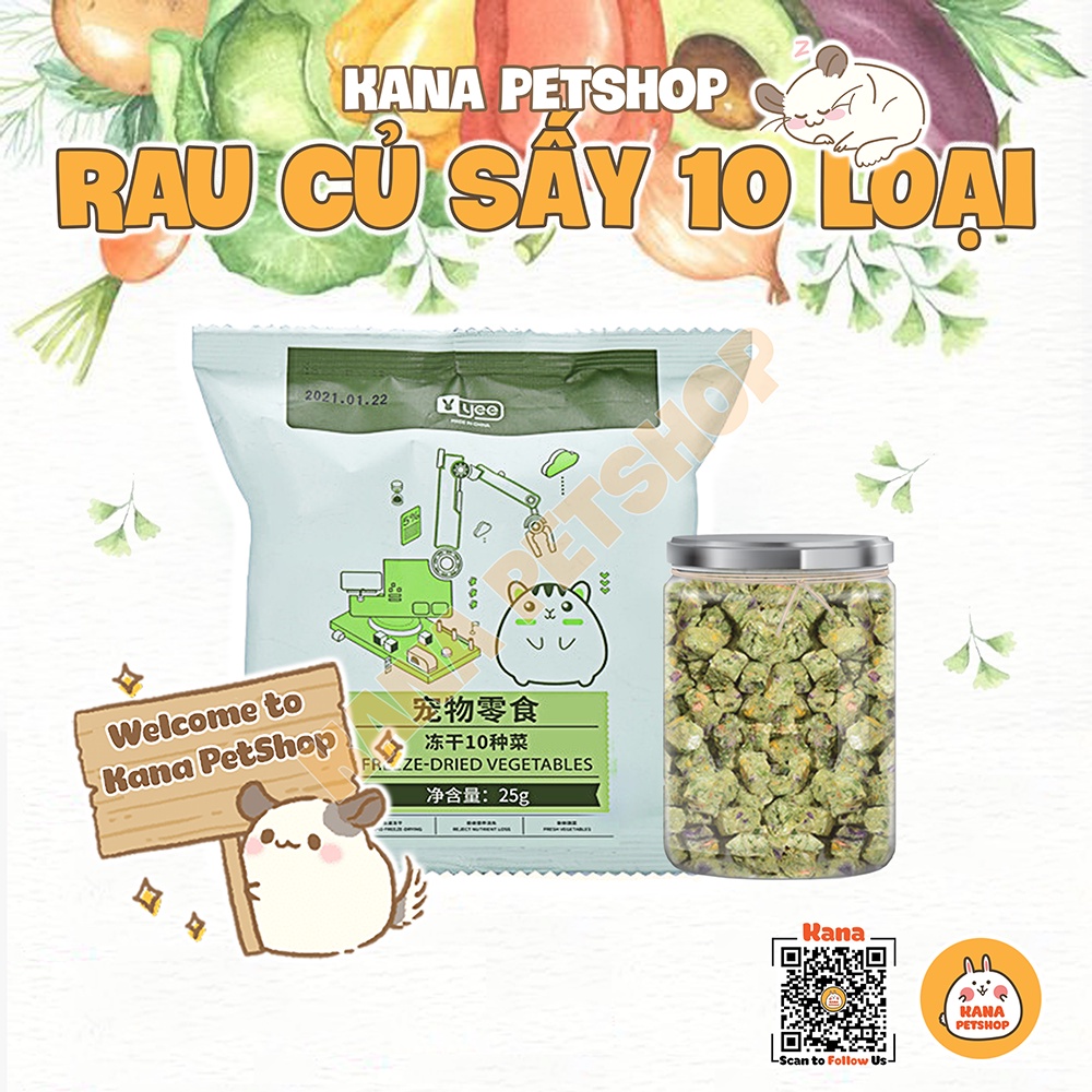 Rau Củ Sấy Yee Thức Ăn Hamster 🐹FREESHIP🐹 Đồ Ăn Dặm Viên Sấy 10 Loại Thịt và Rau Củ Yee Hamster, Nhím , Sóc ...