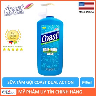Sữa Tắm Gội Cho Nam Coast Dual Action Formula Classic Scent (946ml)