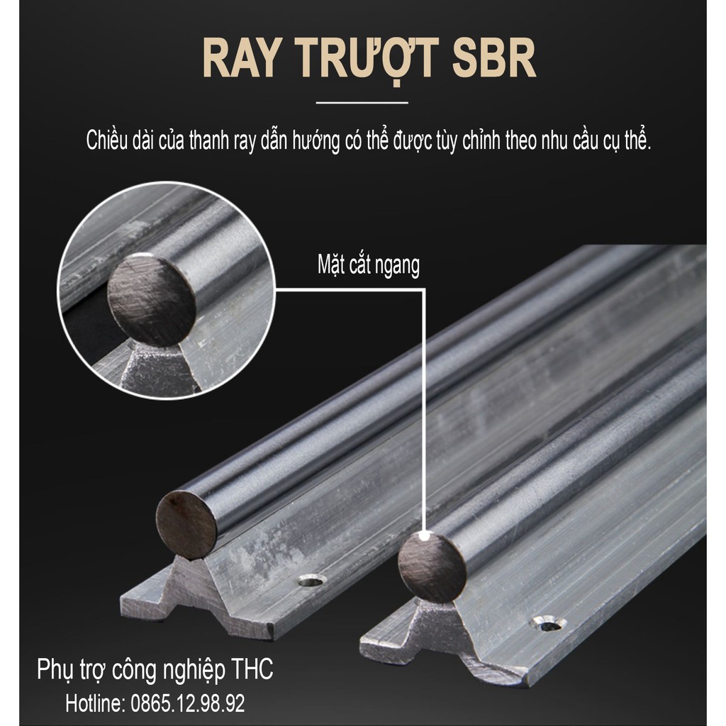 Bộ thanh ray trượt tròn có đế phi 25mm (1 thanh SBR25 dài 1,5 mét + 2 con trượt SBR25UU)