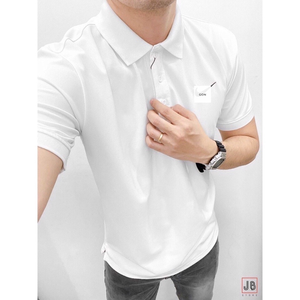 Áo thun polo nam basic, áo thun cổ bẻ tay lỡ logo thêu, chất thun cotton nhẹ thoáng mát, chuẩn phom - PLN1