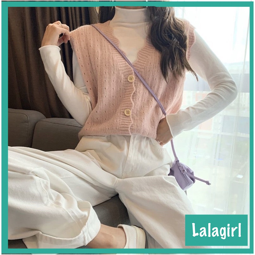 Áo Len Gile Nữ ghile Cổ V Basic Màu Trơn Có Cúc Kiểu Hàn Quốc Ulzzang thời trang [GLS]