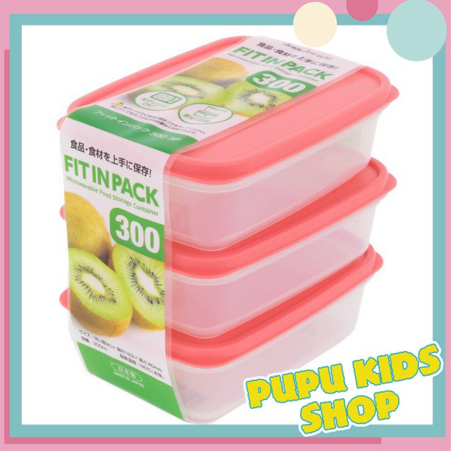 [Hàng Nhật] Set 3 hộp nhựa nắp dẻo 300ml (Màu Ngẫu Nhiên)