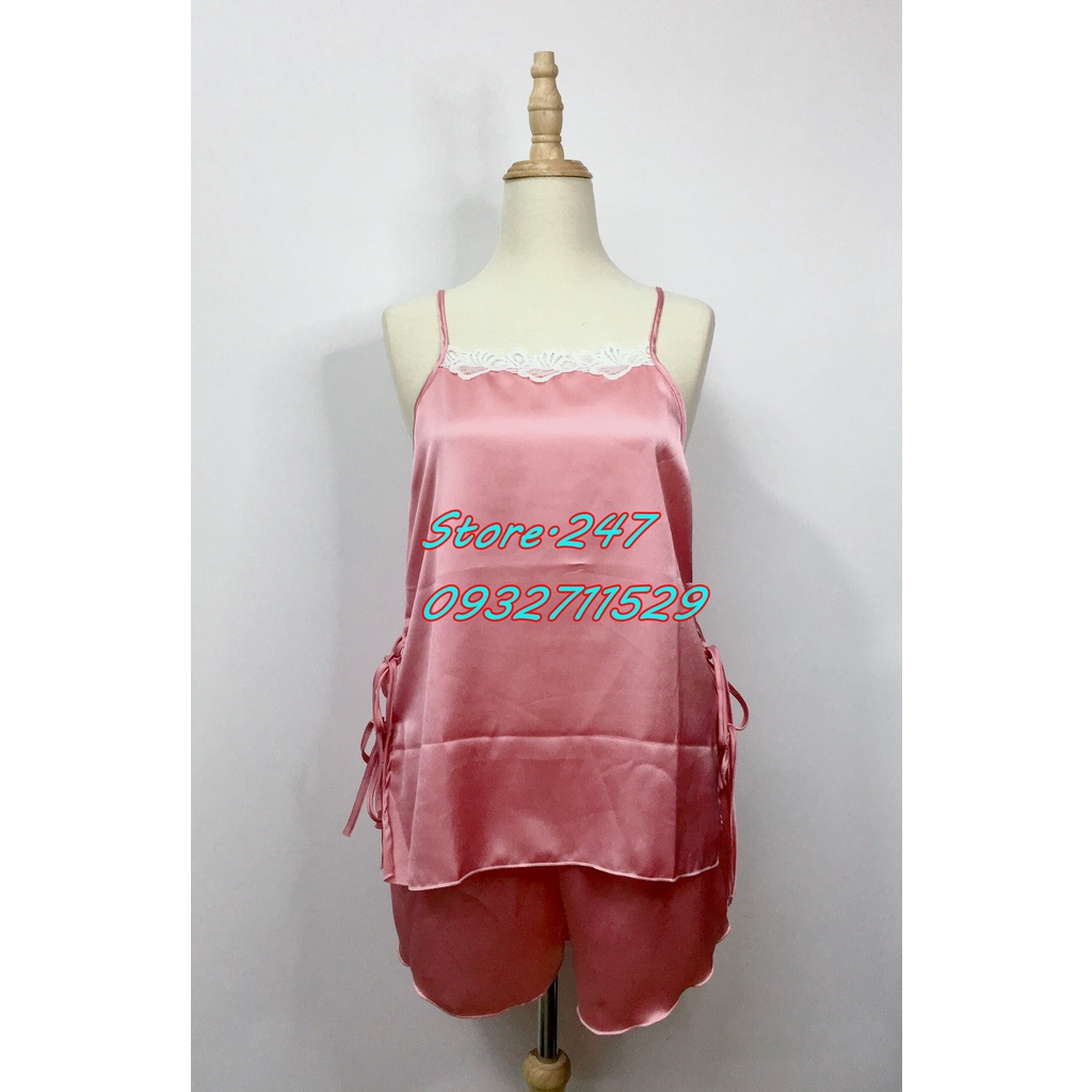 (45KG - 60KG) BỘ SATIN KHÔNG MÚT DỄ THƯƠNG CỘT NƠ 2 BÊN HÔNG MẶC NGỦ SIÊU XINH LUNG LINH, SATIN XỊN MỀM MƯỢT RẤT MÁT | BigBuy360 - bigbuy360.vn