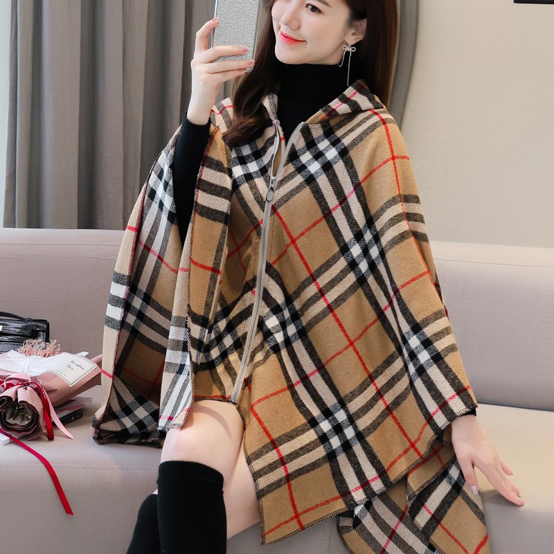 Áo Choàng Len Có Mũ Plus Size