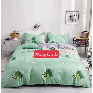 Bộ Ga Gối 1mx2m Vải Cotton Poly Mềm Mịn,được chọn mẫu hanhrui-khủng long bơ