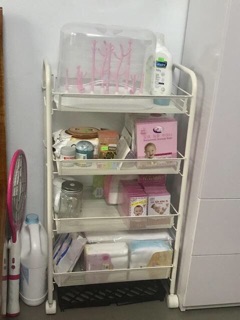 Xe đẩy-kệ spa 4 tầng sắt, khay mắt lưới