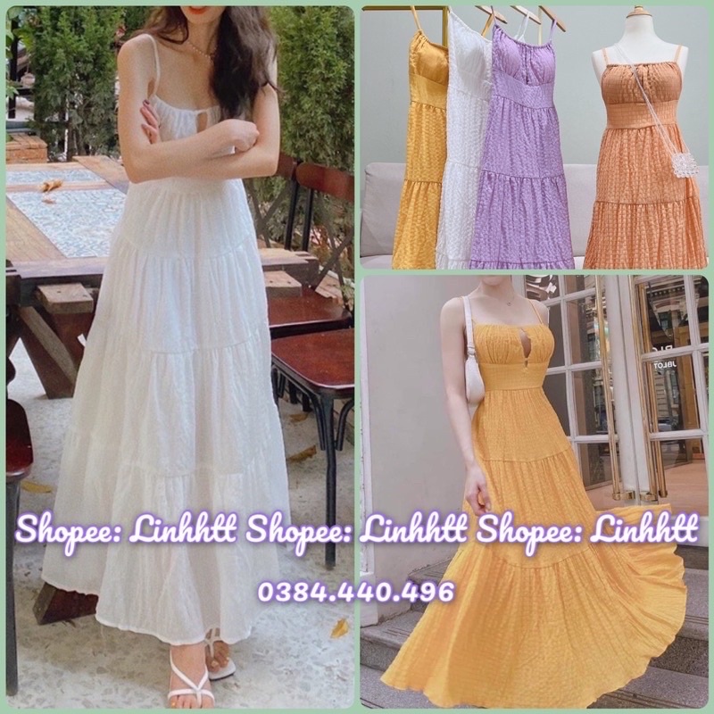 MAXI 2 DÂY ĐŨI XỐP ĐI BIỂN VÁY DÀI DÂY ( SẴN MÚT) VÁY DÂY DÁNG DÀI TAOBAO