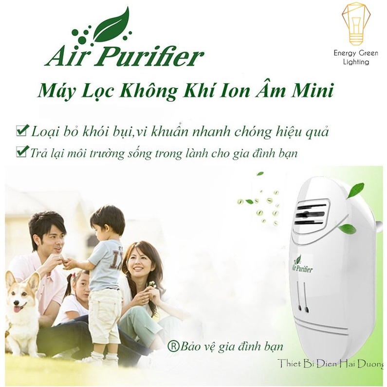 Máy Lọc Không Khí Mini Ion Âm Energy Green Lighting ML-A10 - Khử Mùi ,Khử Trùng Cho Nhà Bếp,Nhà Vệ Sinh ,Phòng Ngủ