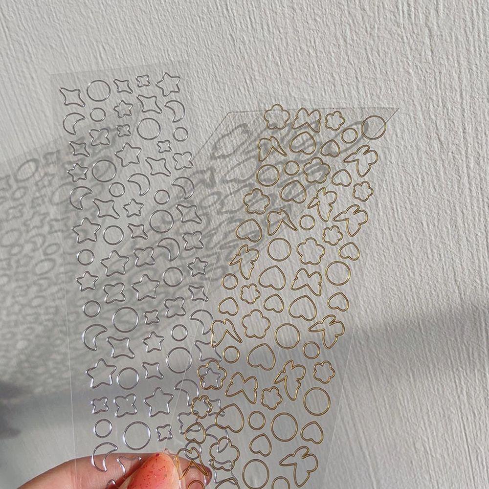 Sticker Dán Trang Trí Sổ Tay Hình Trăng Sao / Trái Tim / Ngôi Làng / Bướm Bằng PVC Màu Laser DIY