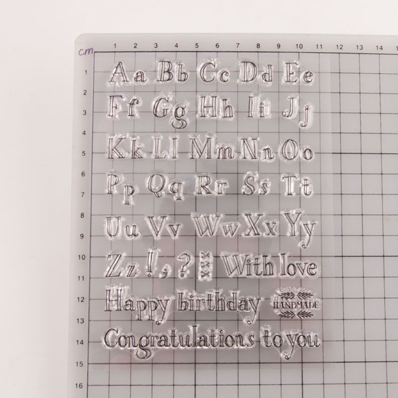 Con dấu silicon trong suốt họa tiết chữ happy birthday trang trí scrapbook