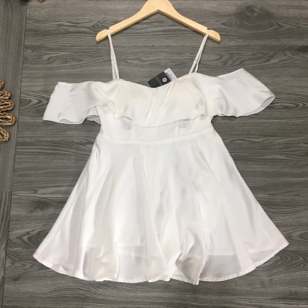 Váy 2 dây lụa thiết kế trễ vai đi biển xòe ngắn xinh đẹp HN CLOTHING V14