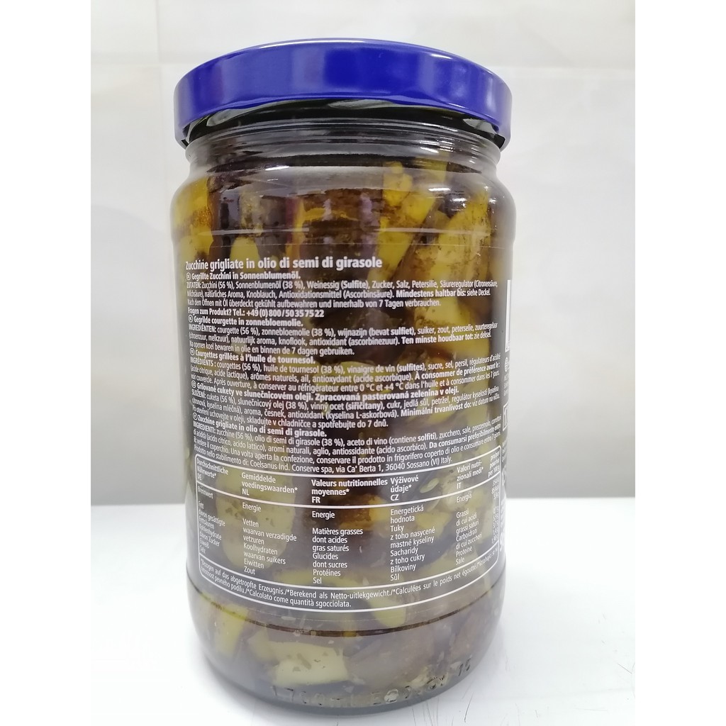 [1.54 Kg] BÍ NGÒI NƯỚNG NGÂM DẦU HƯỚNG DƯƠNG [Italia] METRO CHEF Grilled Zucchini in Sunflower Oil (cff-hk)