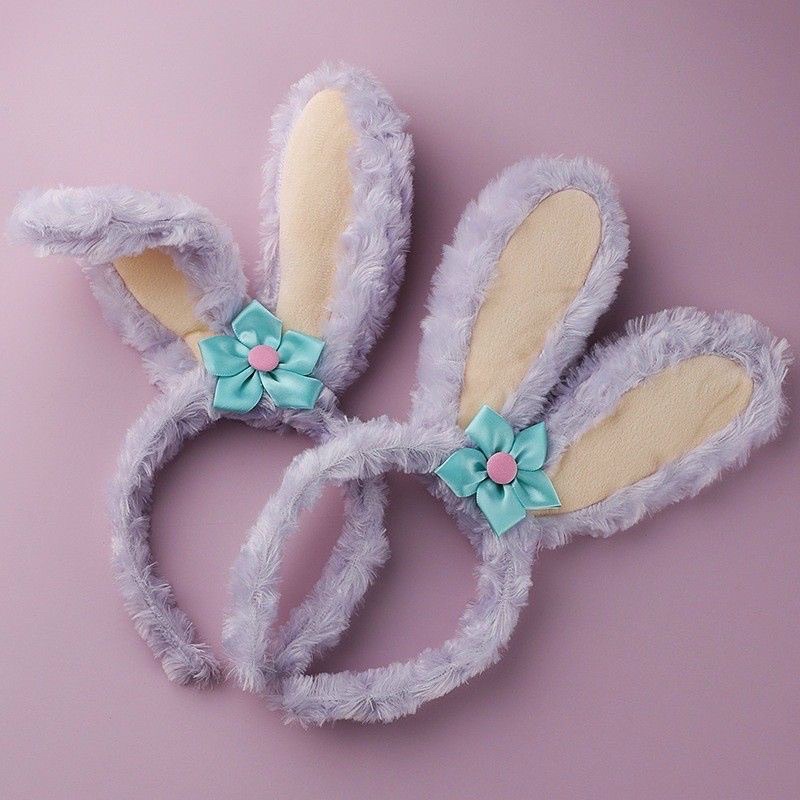 Bờm tai thỏ dài, băng đô tai thỏ làm hoa bóng, cài tóc xinh xinh