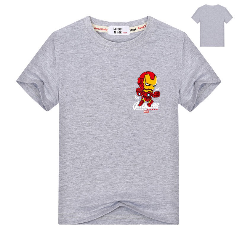 Áo thun bé trai dễ thương Iron Man Áo thun nam tay ngắn Áo phông Comic Tops Tee