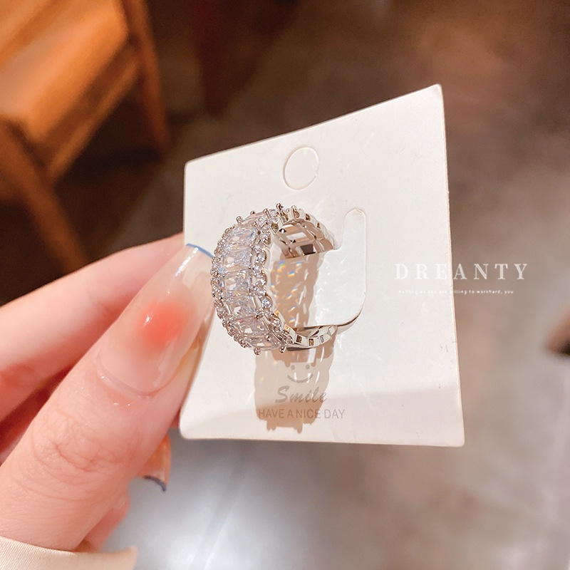 Nhẫn Hở Đính Đá Zircon Phong Cách Hàn Quốc Sang Trọng