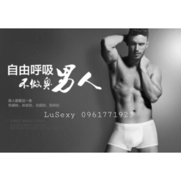 Quần lót nam thun lạnh siêu mỏng, quần sịp nam boxer không đường may màu đen màu trắng GIÁ RẺ sexy