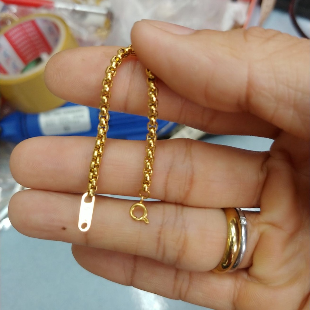 (Có ký hiệu) Lắc Tay Trẻ Em Ống Vuông 3mm Cao Cấp-An toàn cho các bé, bền bỉ không rỉ teng khi dùng