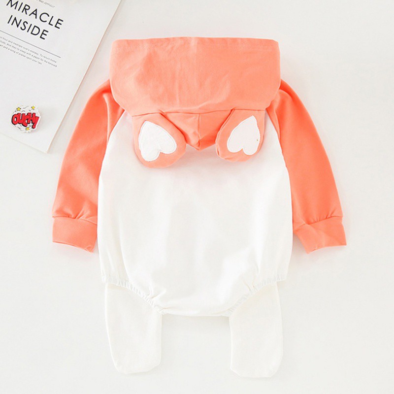 Áo Liền Quần Tay Dài Có Nón Dễ Thương Dành Cho Bé