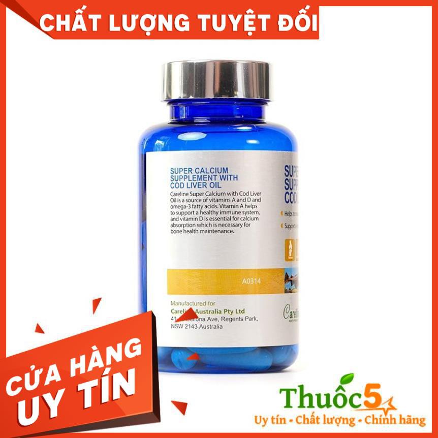 [Giá Gốc] Viên uống canxi bổ sung dầu gan cá Careline Super Calcium Supplement bổ sung Omega-3 cho cơ thể - Hộp 60 viên