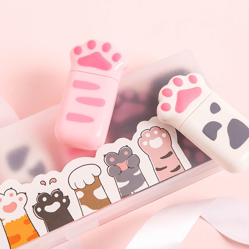 Set 6 bút xóa hình chân mèo, bút xóa + tẩy bút chì các loại cute phomai que, đồ dùng học tập tiện ích