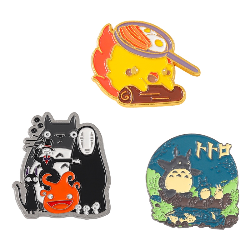 Ghim cài áo QIHE JEWELRY chủ đề anime Howl's Moving Castle/Totoro 12 kiểu tùy chọn