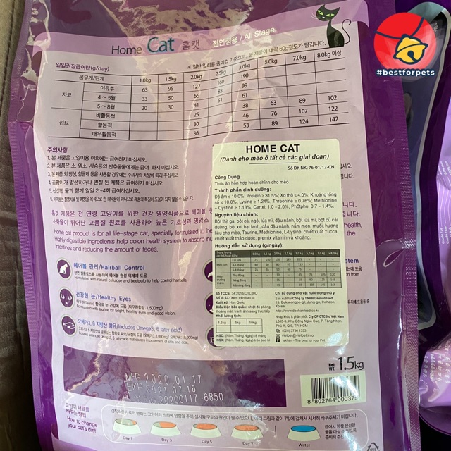 Thức ăn cho mèo Homecat Hàn Quốc - Túi 1.5kg