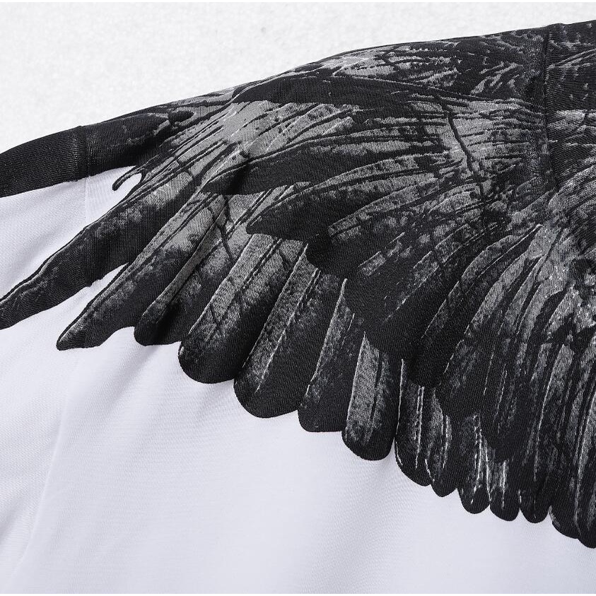 Áo Thun Đen Tay Ngắn In Hình Đôi Cánh Thời Trang Cho Nam