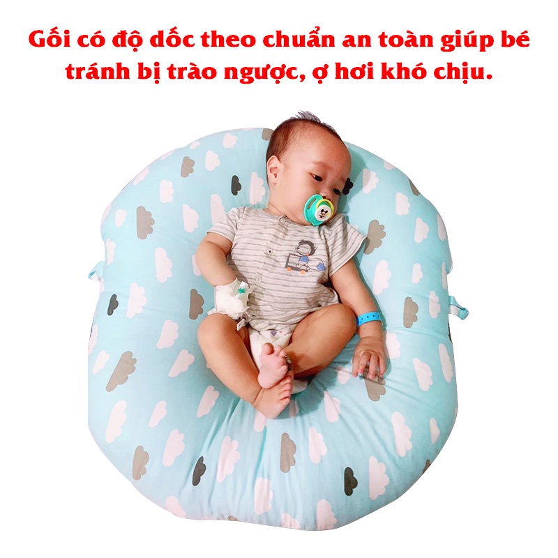 Gối chống trào ngược cho bé 0-2 tuổi chất cotton cao cấp size đại BBShine – SS011