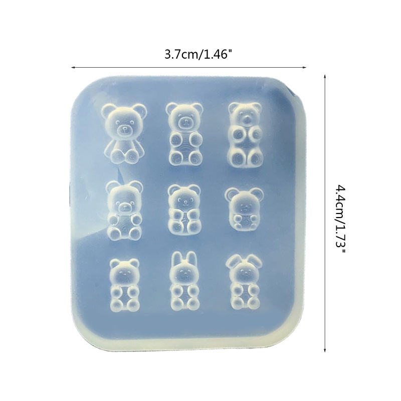 Khuôn Silicone Làm Móc Khóa Hình Gấu Lấp Lánh