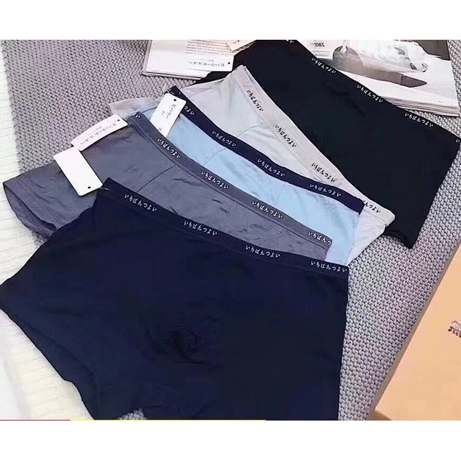 Hộp 4 Quần lót đùi Cotton cao cấp xuất nhật co giãn mềm mại khử mùi kháng khuẩn LOTNAM07