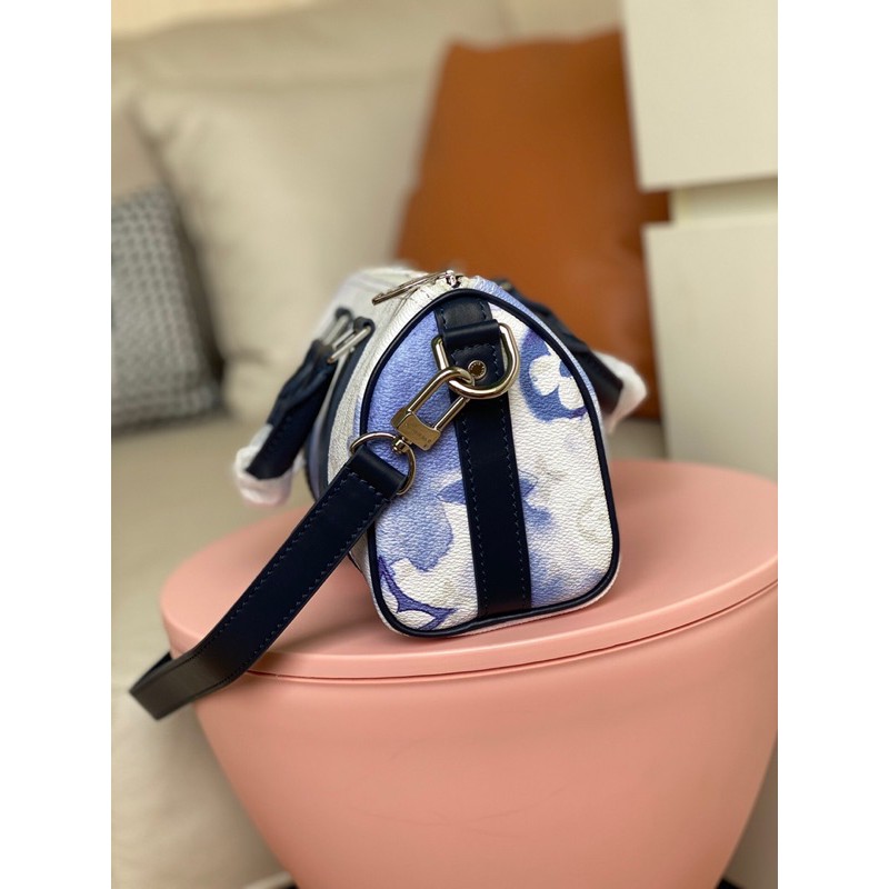 Túi xách tay nữ có dây đeo da in hoạ tiết khoá kéo louis vuitton LV