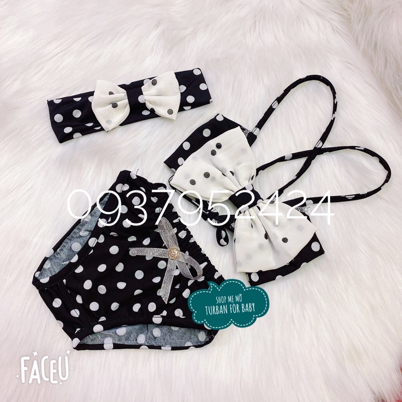 Set bikini kèm băng đô cho bé