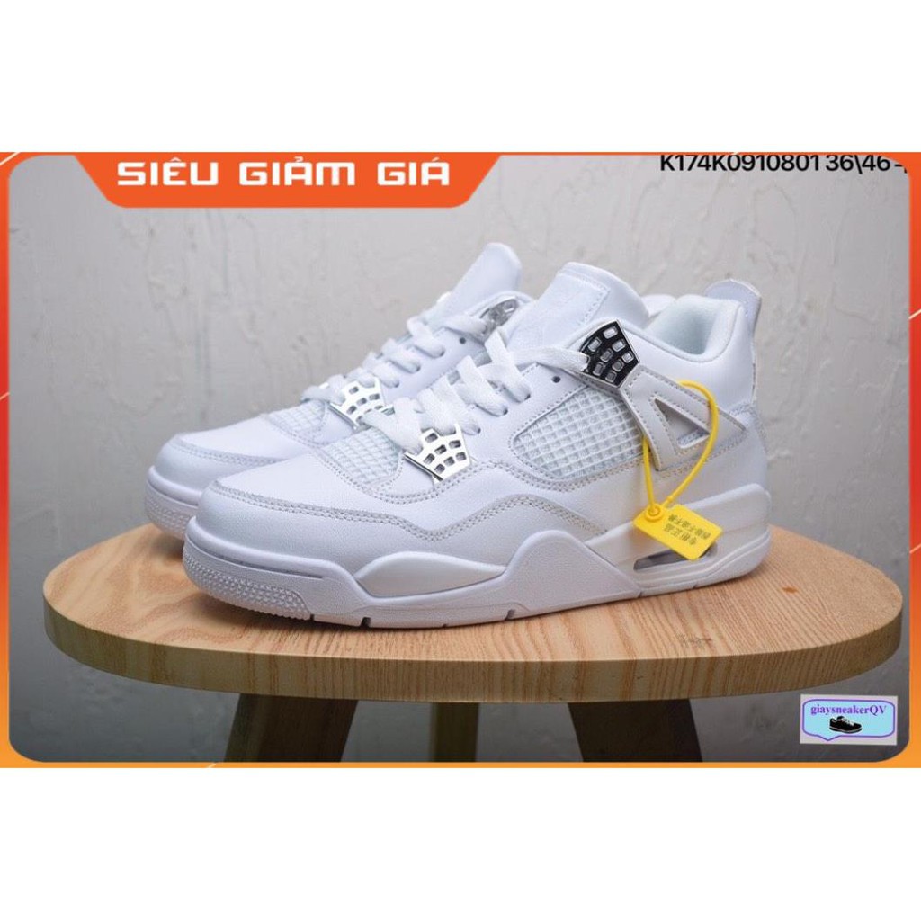 ( Ảnh thật ) Giày thể thao AIR JORDAN 4 Retro Pure money full trắng siêu đẹp cho nam và nữ siêu đẹp