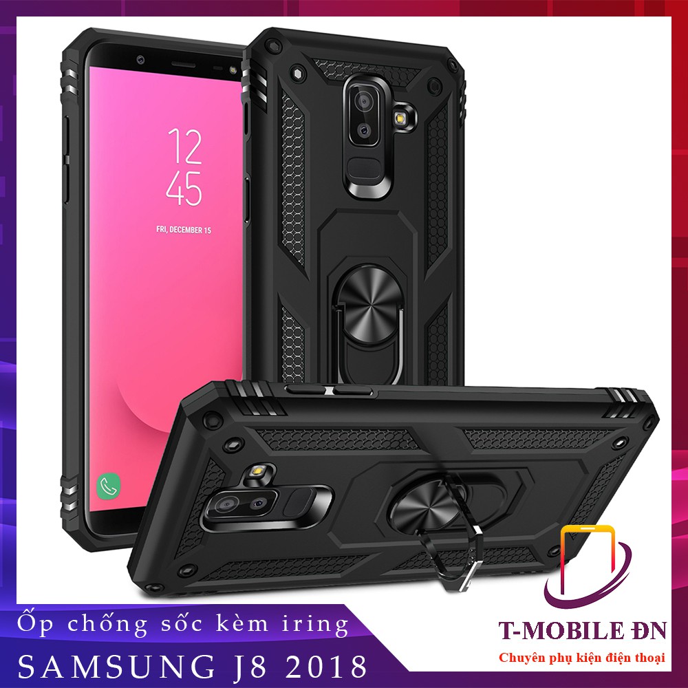 FREESHIP 50k_Ốp lưng Samsung J8 2018, Ốp chống sốc 2 lớp kèm nhẫn iring làm giá đỡ cho Samsung J8 2018