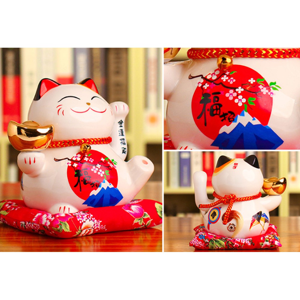 Mèo Thần Tài bằng sứ vẫy tay 16cm - đỉnh vàng may mắn tài lộc | BigBuy360 - bigbuy360.vn