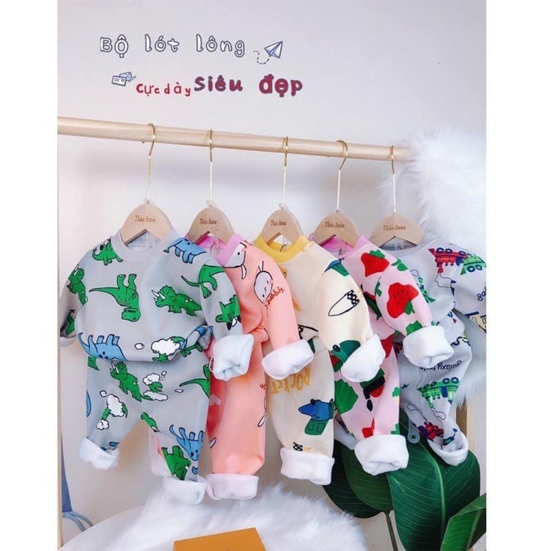 combo 3 bộ nỉ lót lông nhiều họa tiết cho bé trai bé gái