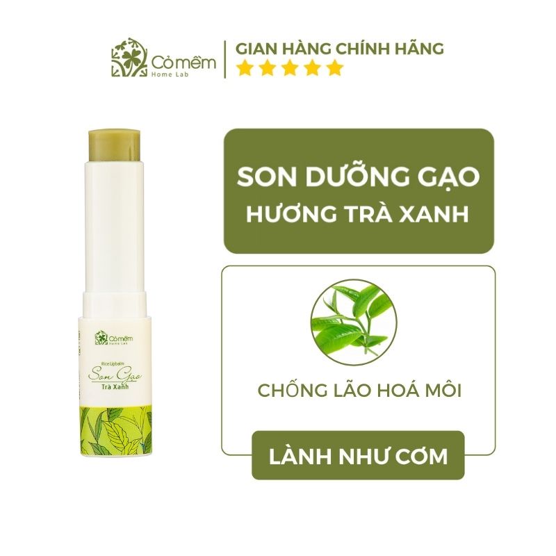 Son Dưỡng Môi Không Màu Gạo Trà Xanh Chống Lão Hóa Môi Cỏ Mềm 3,6g