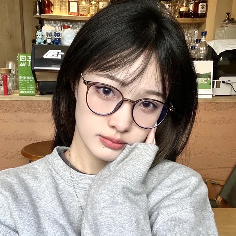 Mắt Kính Gọng Kim Loại Chống Bức Xạ Phong Cách Retro Hàn Quốc Cho Nam Nữ