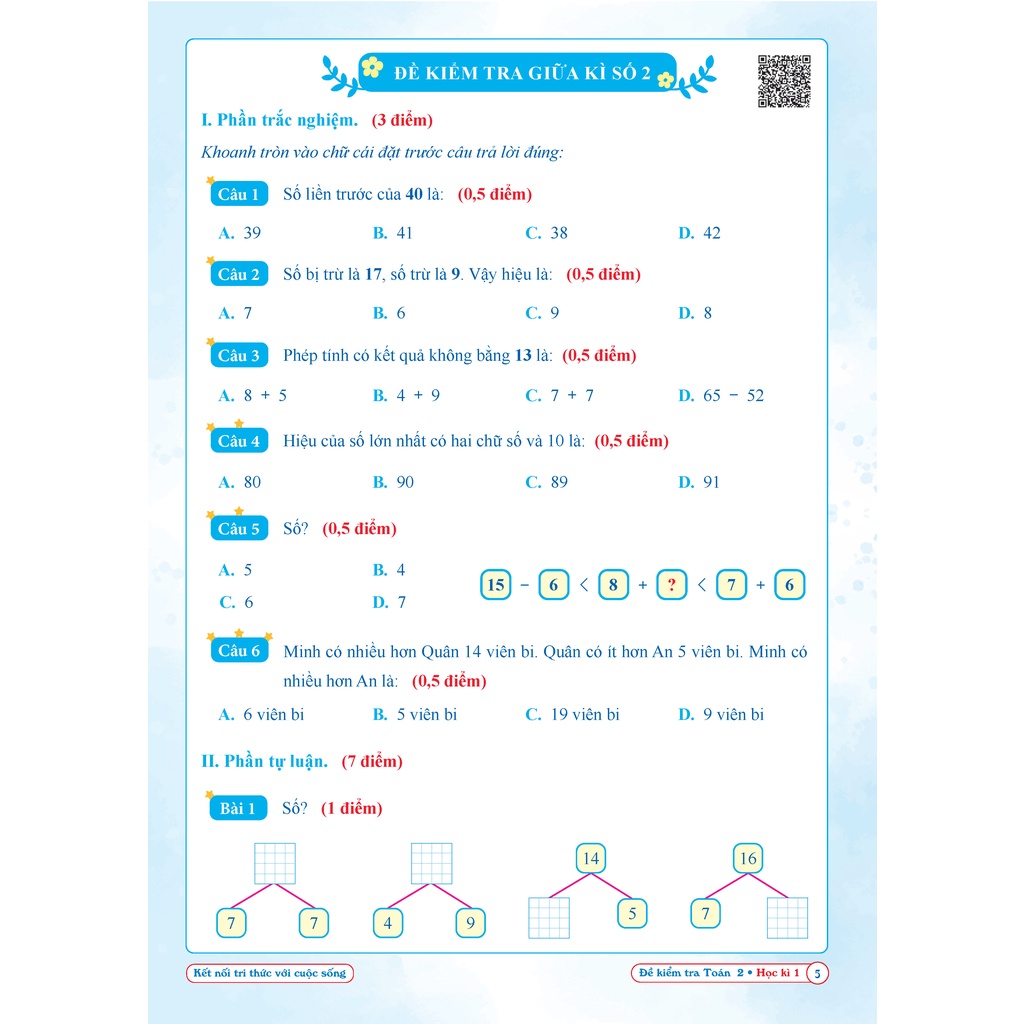 Sách - Đề Kiểm Tra Toán 2 Học Kì 1 - Kết Nối Tri Thức