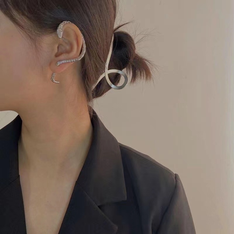 1 Khuyên Tai Tròn Mạ Bạc Hình Rắn Thời Trang Unisex