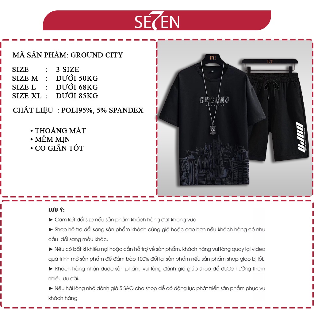Đồ bộ nam mặc nhà thời trang PONGSTORE nguyên set đồ nam áo in hình CITY kèm quần short mẫu CG01